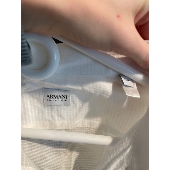 EMPORIO ARMANI Men's Cotton Textured Dress Shirt XXL White Timeless Elegance - Picture 6 of 10